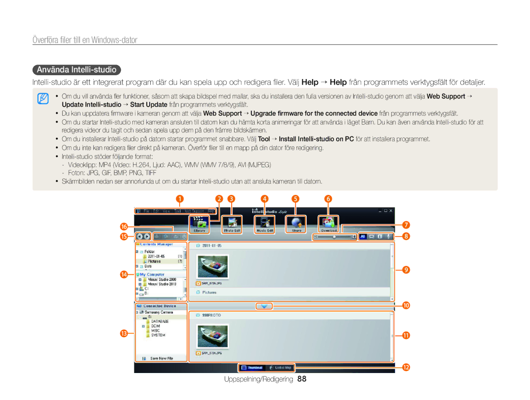 Samsung EC-PL170ZBPSE2, EC-PL170ZBPBE2, EC-PL170ZFPLE2, EC-PL170ZFPSE2, EC-PL170ZFPBE2 manual Använda Intelli-studio 