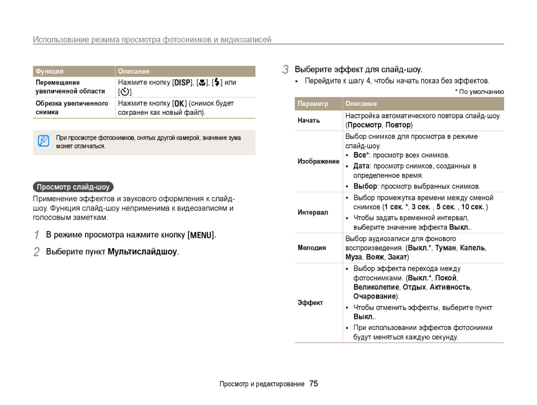 Samsung EC-PL170ZFPSRU, EC-PL170ZBPBE2, EC-PL170ZFPLRU, EC-PL170ZBPBRU, EC-PL170ZFPBRU, EC-PL170ZBPLRU manual Просмотр слайд-шоу 