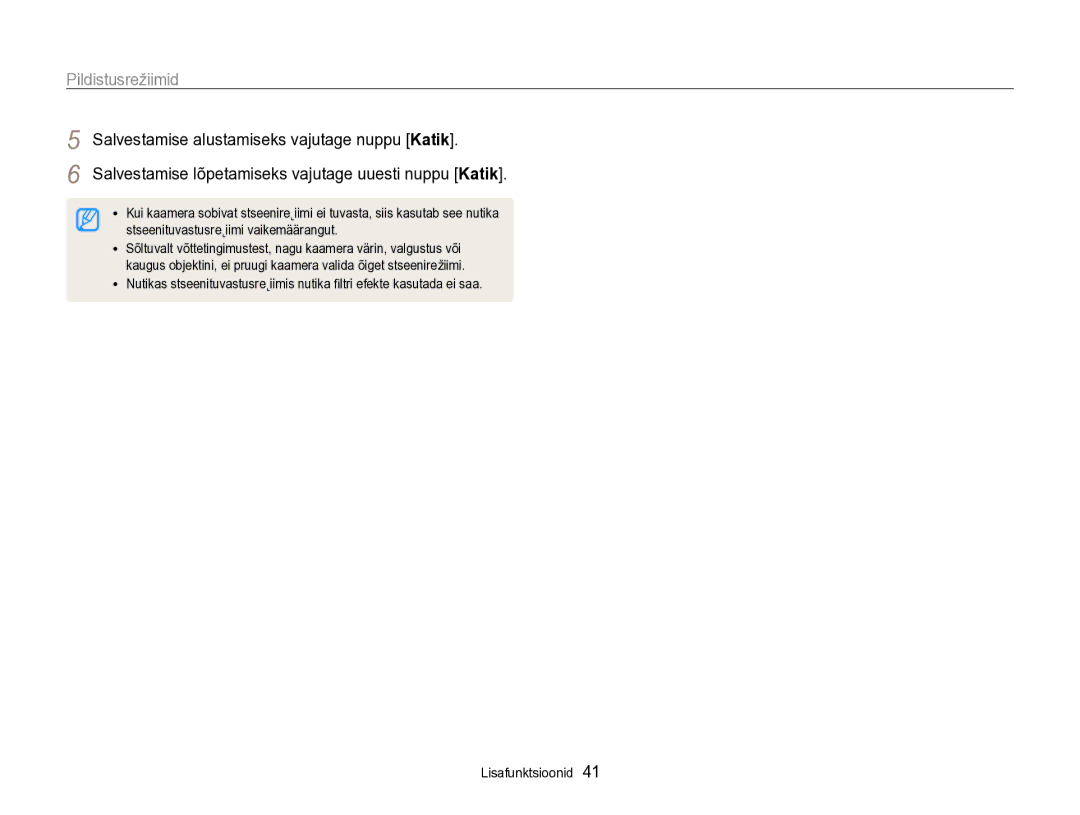 Samsung EC-PL170ZBPBE2 manual Pildistusrežiimid 