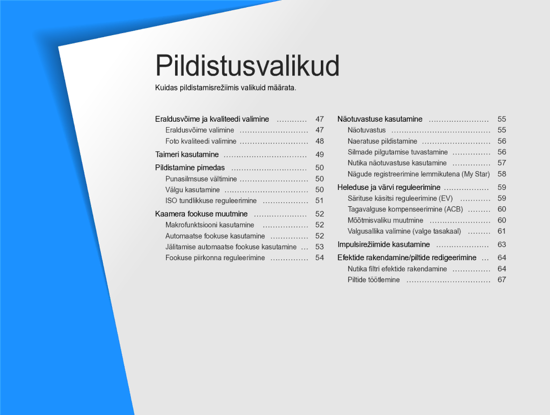 Samsung EC-PL170ZBPBE2 manual Pildistusvalikud, Näotuvastuse kasutamine …………………… 