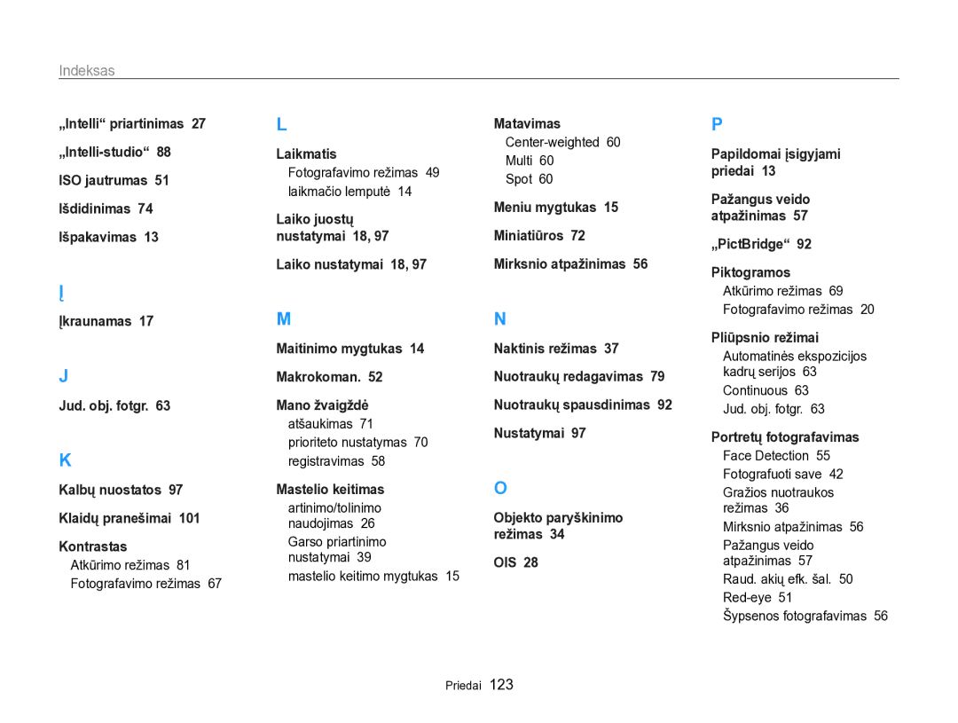 Samsung EC-PL170ZBPBE2 manual Indeksas 