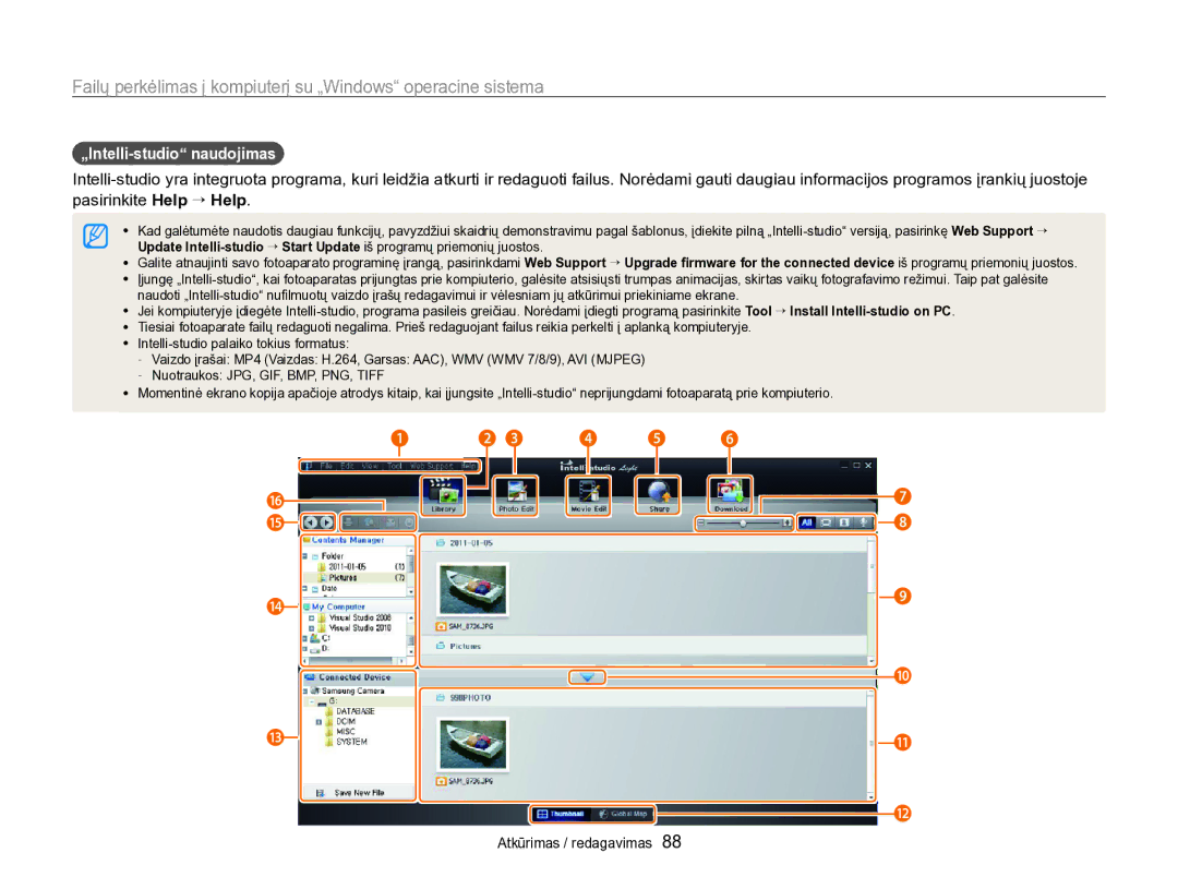 Samsung EC-PL170ZBPBE2 manual „Intelli-studio naudojimas 