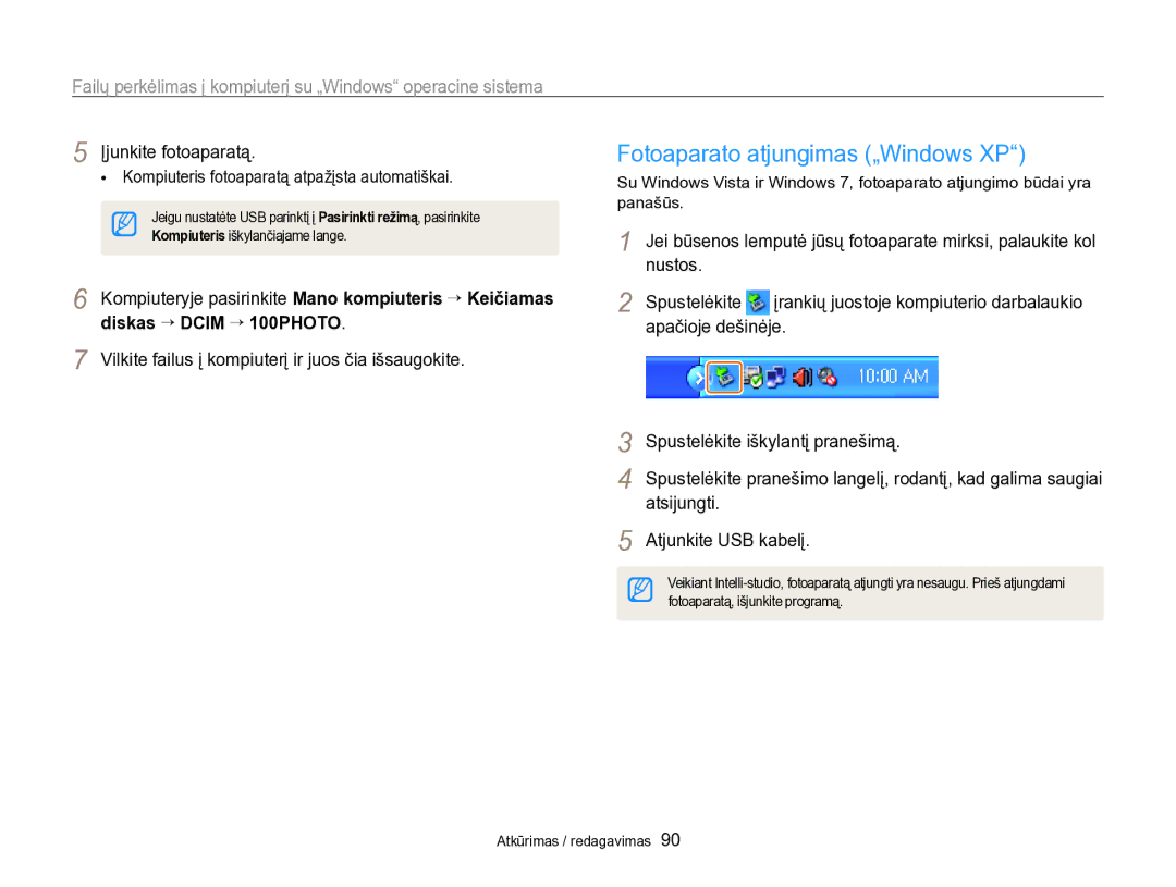 Samsung EC-PL170ZBPBE2 manual Fotoaparato atjungimas „Windows XP, Vilkite failus į kompiuterį ir juos čia išsaugokite 