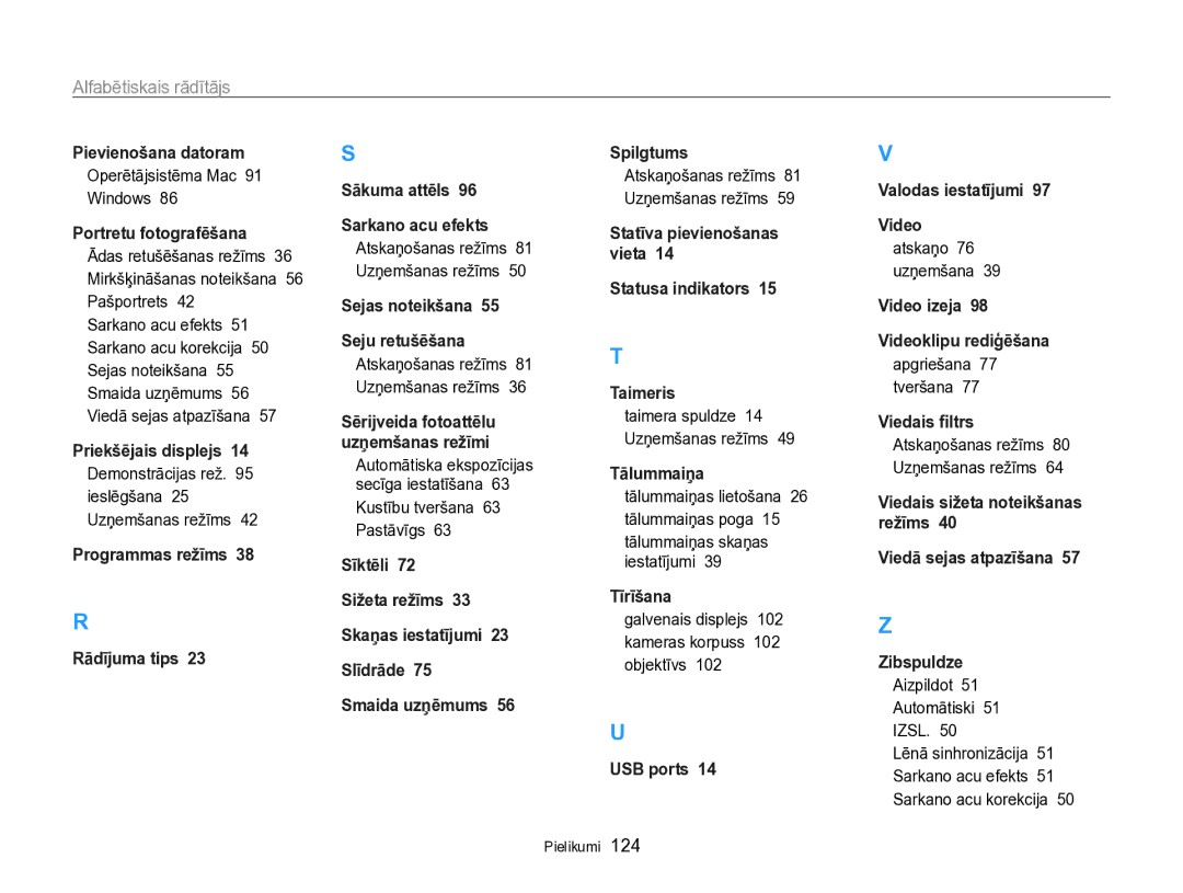 Samsung EC-PL170ZBPBE2 manual Kustību tveršana 63 Pastāvīgs, Taimera spuldze Uzņemšanas režīms, Atskaņo Uzņemšana 