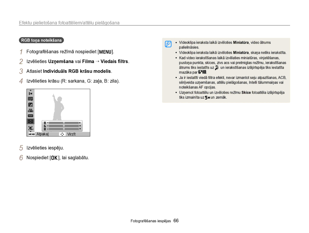 Samsung EC-PL170ZBPBE2 manual Atlasiet Individuāls RGB krāsu modelis, RGB toņa noteikšana 