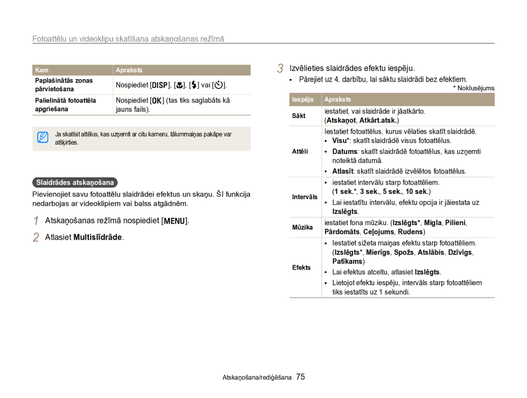 Samsung EC-PL170ZBPBE2 manual Slaidrādes atskaņošana 