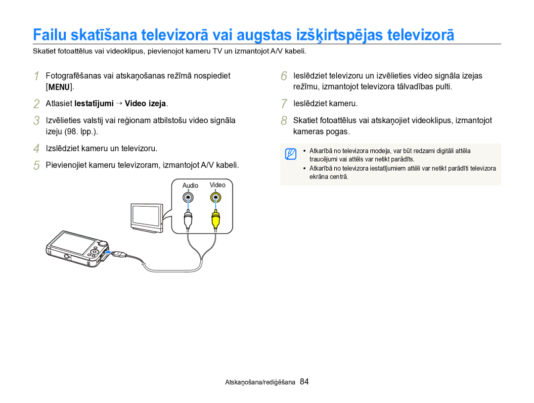 Samsung EC-PL170ZBPBE2 manual Atlasiet Iestatījumi “ Video izeja 