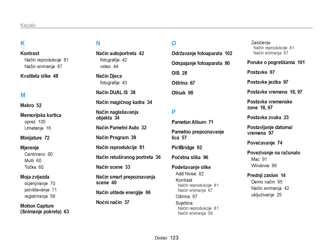 Samsung EC-PL170ZBPBE3, EC-PL170ZBPPE3, EC-PL170ZBPSE3, EC-PL170ZFPBE3 manual Kazalo 