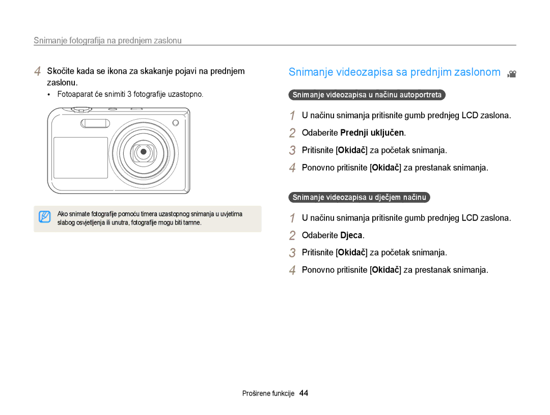 Samsung EC-PL170ZBPPE3, EC-PL170ZBPBE3, EC-PL170ZBPSE3 manual Skočite kada se ikona za skakanje pojavi na prednjem, Zaslonu 