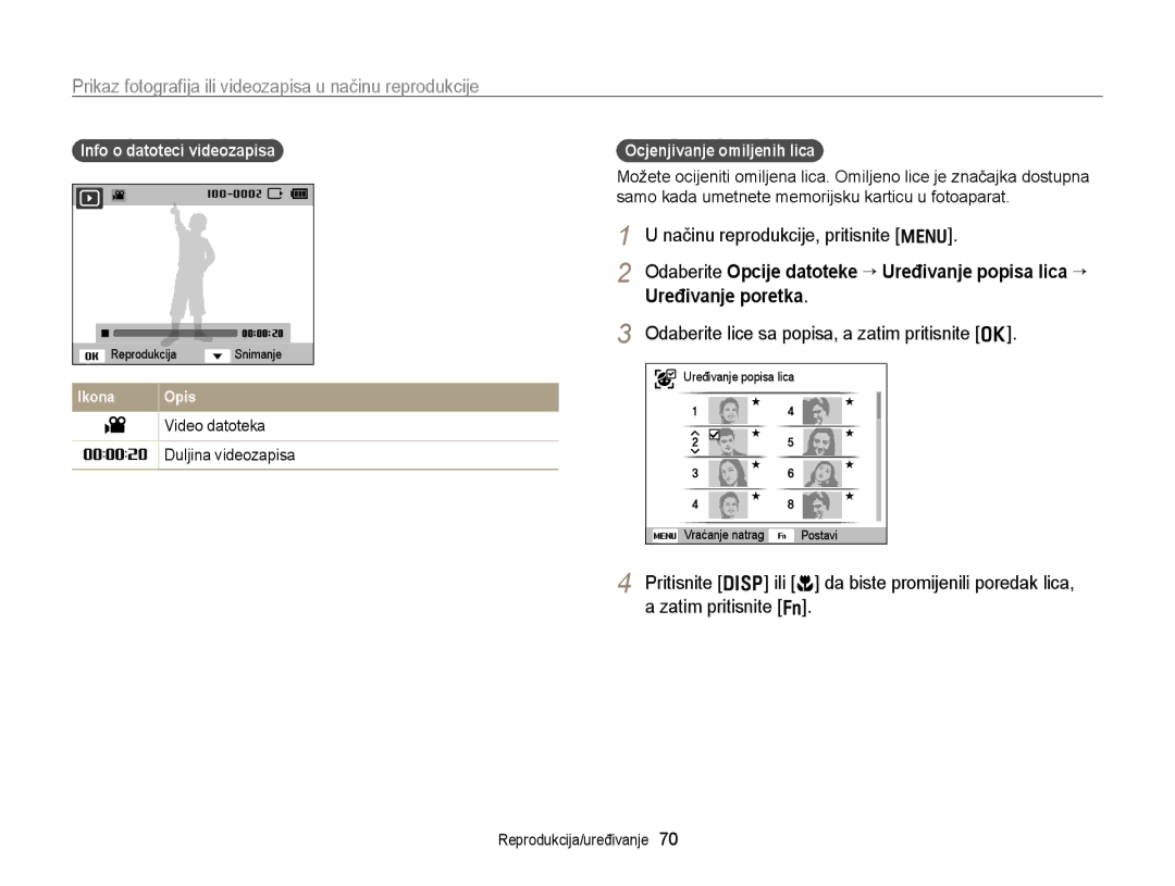 Samsung EC-PL170ZFPBE3 manual Prikaz fotograﬁja ili videozapisa u načinu reprodukcije, Načinu reprodukcije, pritisnite m 