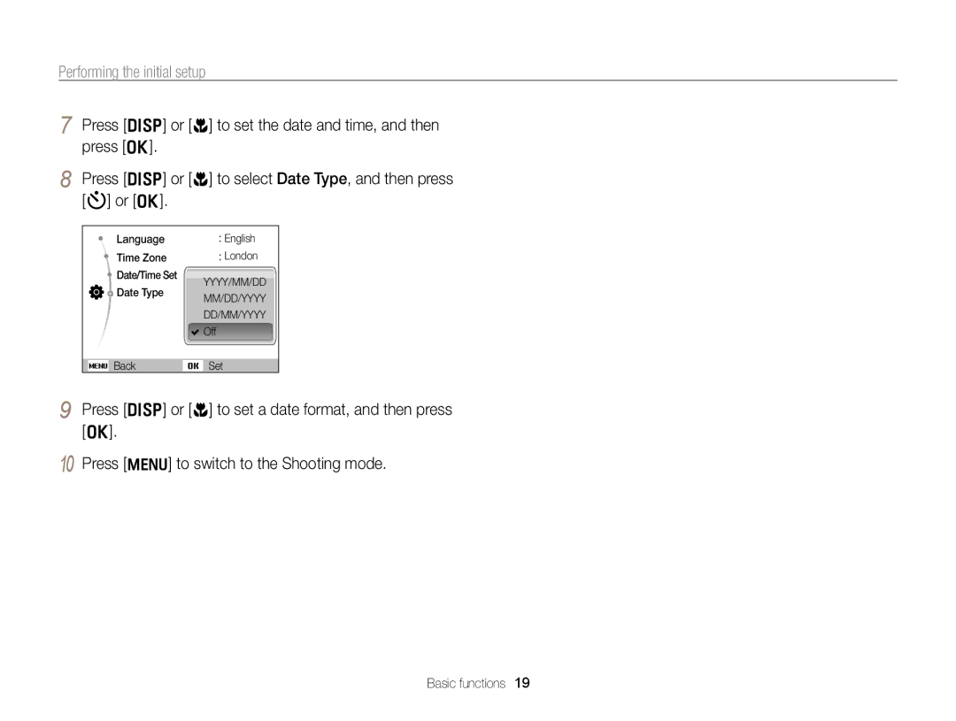 Samsung EC-PL170ZBPSE2, EC-PL170ZFPBE1, EC-PL170ZBPBE1, EC-PL170ZDPBZA, EC-PL170ZFPLE1 manual Performing the initial setup 