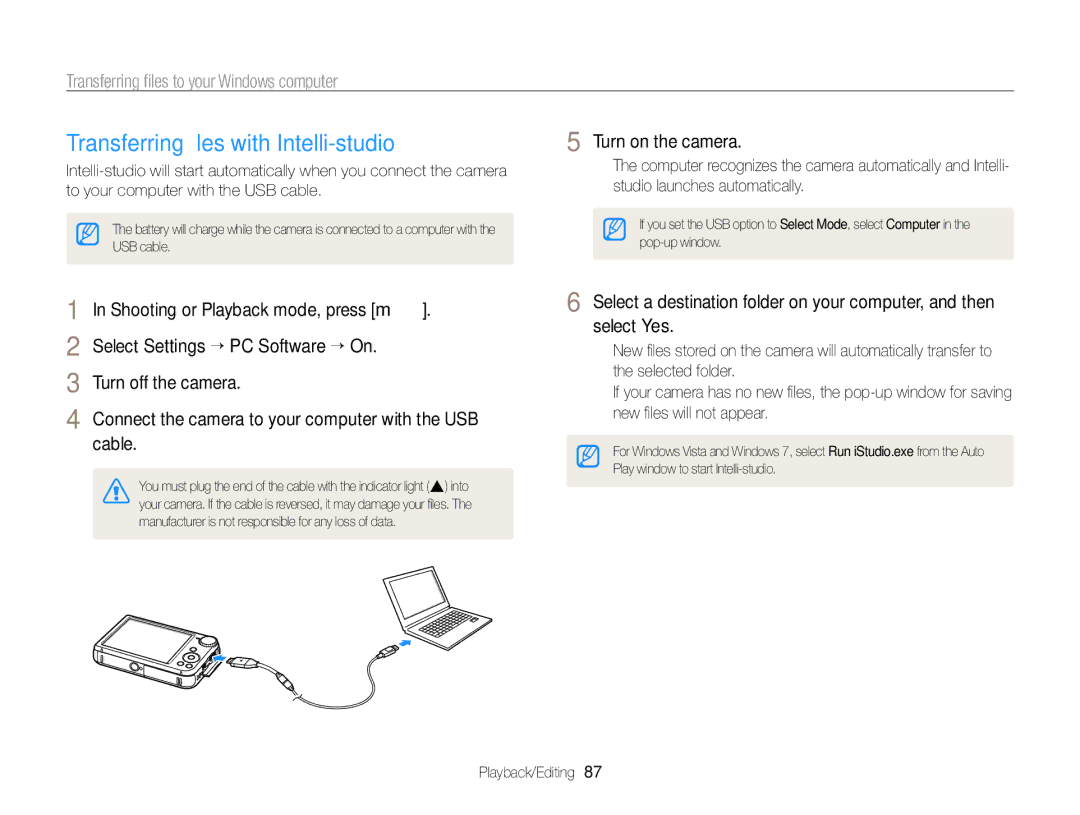 Samsung EC-PL170ZBPLE3, EC-PL170ZFPBE1 Transferring ﬁles with Intelli-studio, Transferring ﬁles to your Windows computer 