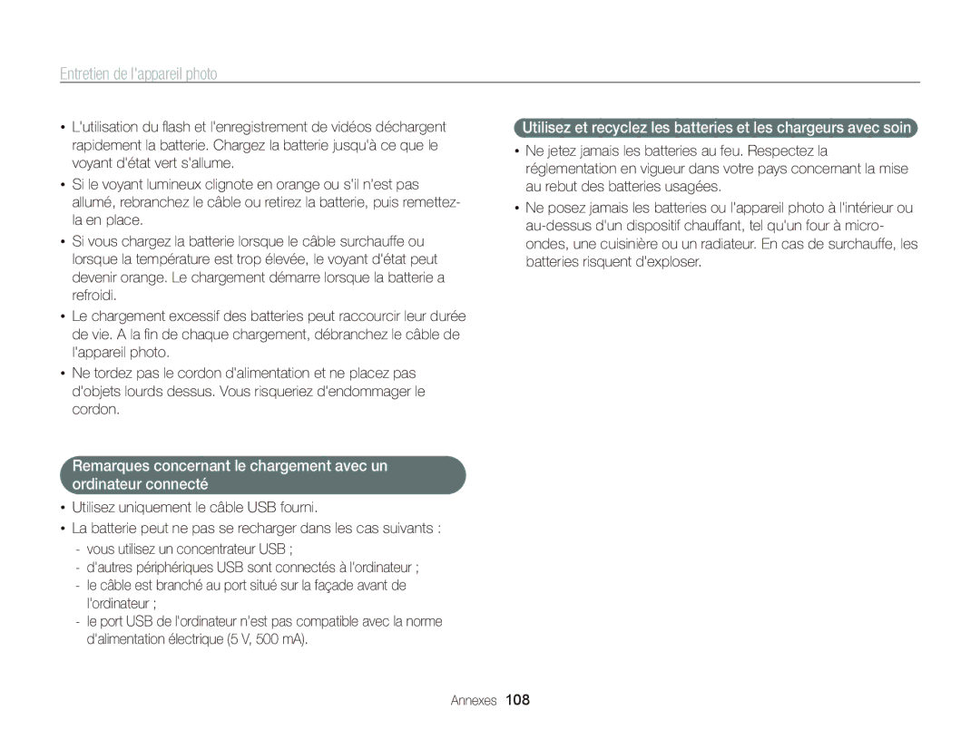 Samsung EC-PL170ZBPBE1, EC-PL170ZFPBE1, EC-PL170ZDPBZA manual Entretien de lappareil photo 