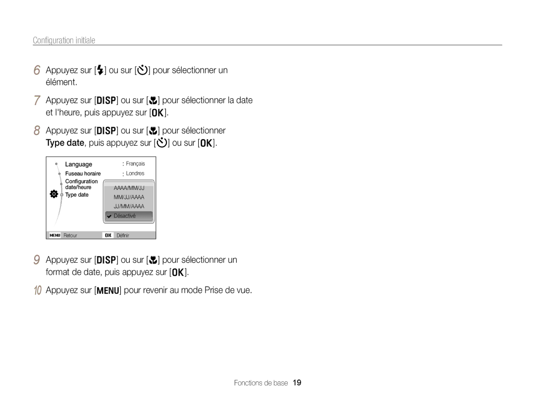 Samsung EC-PL170ZDPBZA, EC-PL170ZFPBE1, EC-PL170ZBPBE1 manual Conﬁguration initiale 