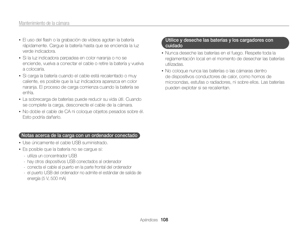 Samsung EC-PL170ZBPPE1, EC-PL170ZFPBE1, EC-PL170ZBPBE1, EC-PL170ZFPLE1 Notas acerca de la carga con un ordenador conectado 