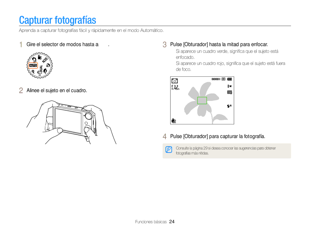 Samsung EC-PL170ZBPPE1, EC-PL170ZFPBE1, EC-PL170ZBPBE1, EC-PL170ZFPLE1, EC-PL170ZBPLE1, EC-PL170ZFPPE1 Capturar fotografías 