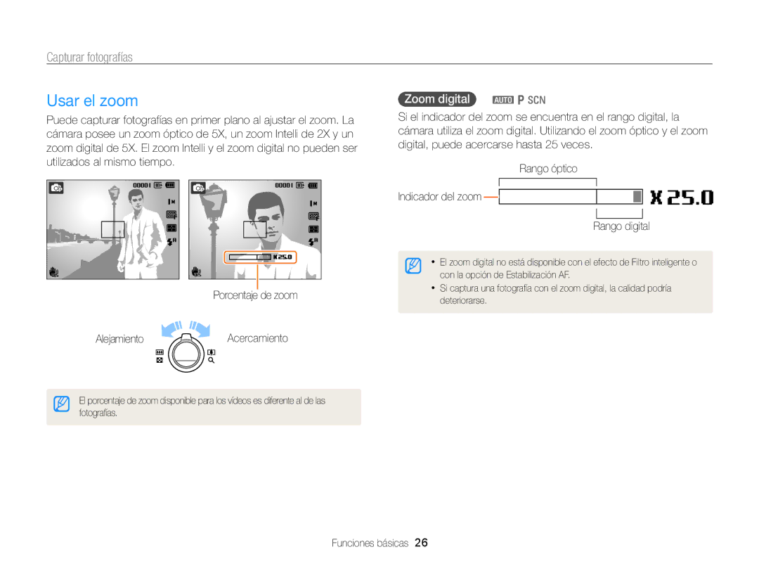 Samsung EC-PL170ZBPSE1, EC-PL170ZFPBE1, EC-PL170ZBPBE1, EC-PL170ZFPLE1, EC-PL170ZBPLE1 manual Usar el zoom, Zoom digital a p s 