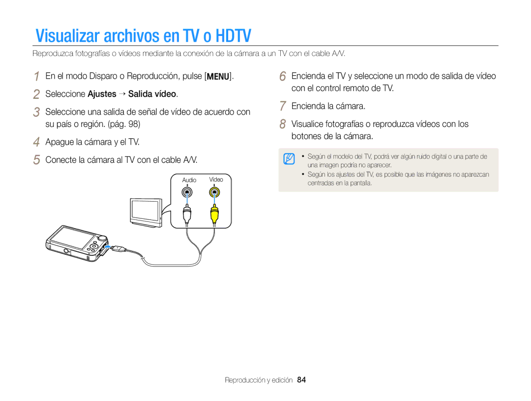 Samsung EC-PL170ZBPBE1, EC-PL170ZFPBE1, EC-PL170ZFPLE1, EC-PL170ZBPLE1, EC-PL170ZBPPE1 manual Visualizar archivos en TV o Hdtv 