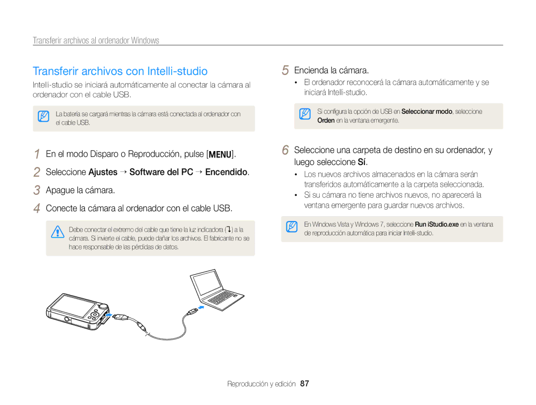 Samsung EC-PL170ZBPPE1, EC-PL170ZFPBE1 Transferir archivos con Intelli-studio, Transferir archivos al ordenador Windows 