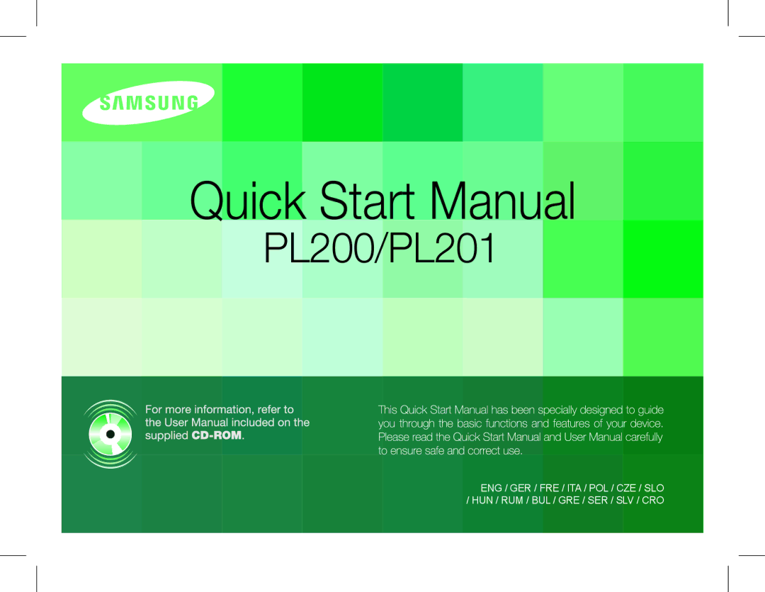 Samsung EC-PL200ZBPSIT, EC-PL200ZBDBUS, EC-PL200ZBPRIT, EC-PL200ZBPBIT manual PL200/PL201 