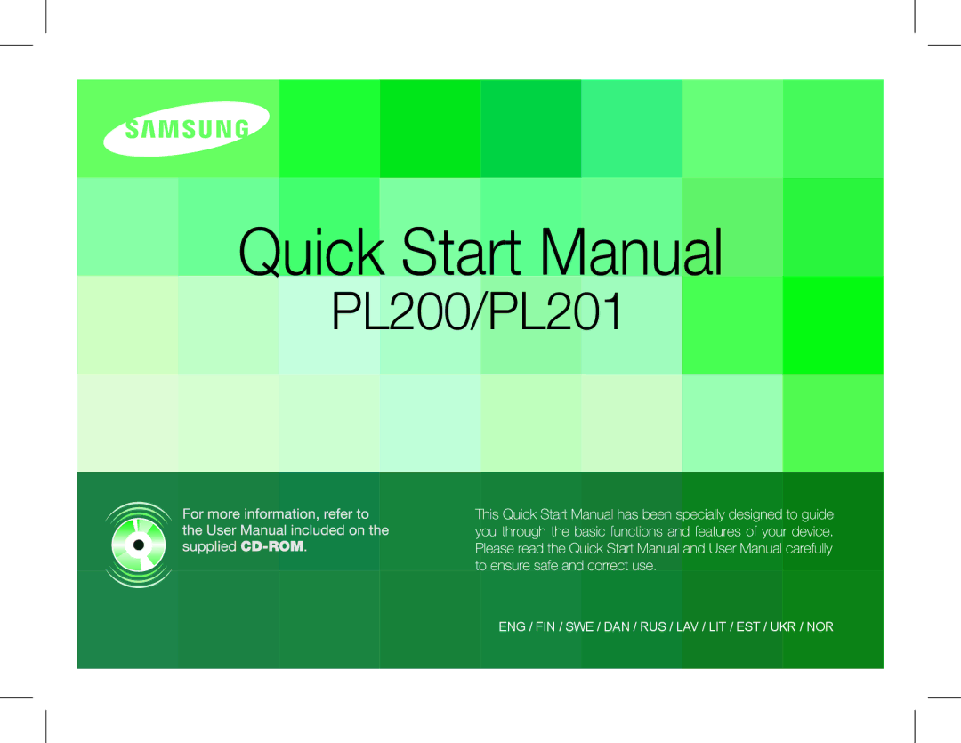 Samsung EC-PL90ZZBPRE1, EC-PL200ZBPRE1, EC-PL90ZZBARE1, EC-PL90ZZBPEE1, EC-PL200ZBPBE1 manual Quick Start Manual 