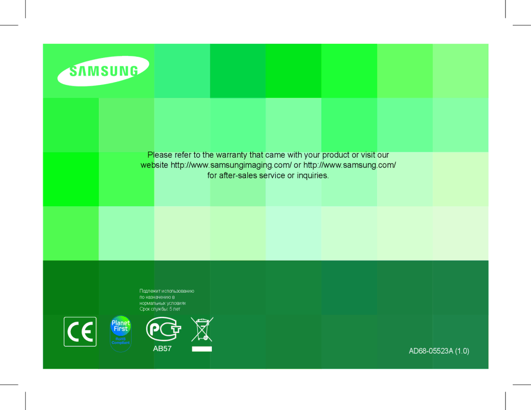 Samsung EC-PL200ZBPBIL, EC-PL200ZBPRE1, EC-PL90ZZBPRE1, EC-PL90ZZBARE1, EC-PL90ZZBPEE1, EC-PL200ZBPBE1 manual AD68-05523A 