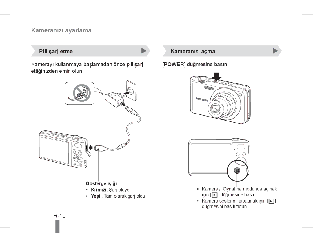 Samsung EC-PL90ZZBPAIL, EC-PL200ZBPRE1, EC-PL90ZZBPRE1, EC-PL90ZZBARE1, EC-PL90ZZBPEE1 Ettiğinizden emin olun, Gösterge ışığı 