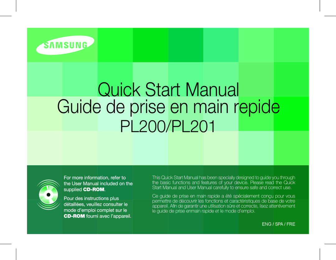 Samsung EC-PL90ZZBPRE1, EC-PL200ZBPRE1, EC-PL90ZZBARE1 manual Quick Start Manual Guide de prise en main repide 