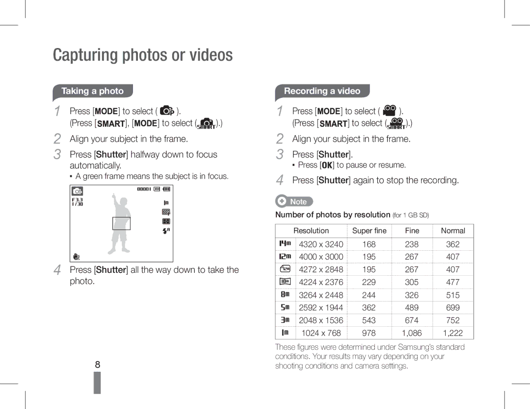 Samsung EC-PL90ZZBAAIT, EC-PL200ZBPRE1, EC-PL90ZZBPRE1, EC-PL90ZZBARE1 manual Capturing photos or videos, Recording a video 