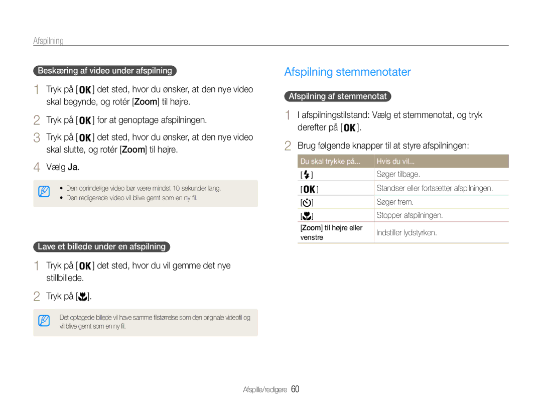 Samsung EC-PL200ZBPBE2, EC-PL200ZBPSE2, EC-PL200ZBPRE2 manual Afspilning stemmenotater, Skal begynde, og rotér Zoom til højre 