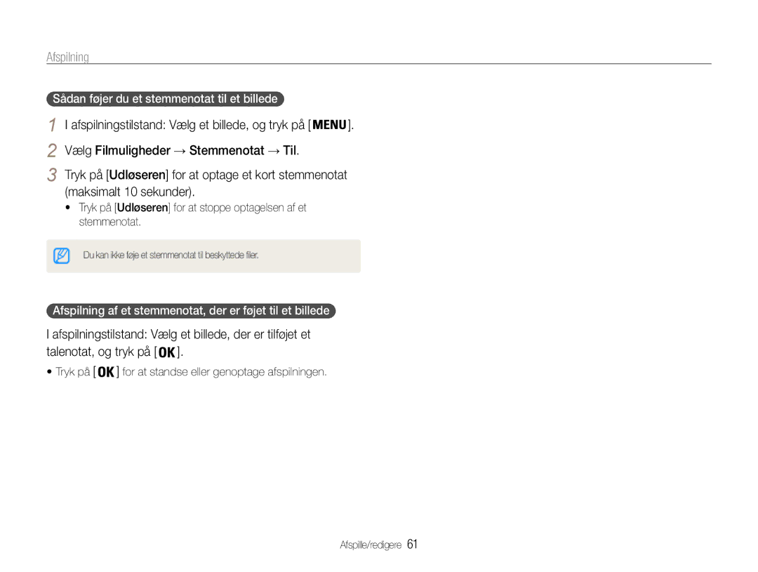 Samsung EC-PL200ZBPRE2, EC-PL200ZBPSE2 manual Maksimalt 10 sekunder, Afspilningstilstand Vælg et billede, der er tilføjet et 