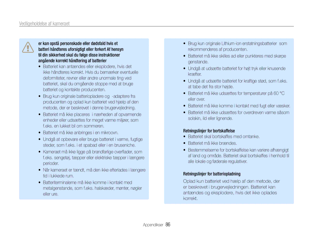 Samsung EC-PL200ZBPSE2, EC-PL200ZBPBE2, EC-PL200ZBPRE2 manual Batteriet må ikke anbringes i en mikroovn 