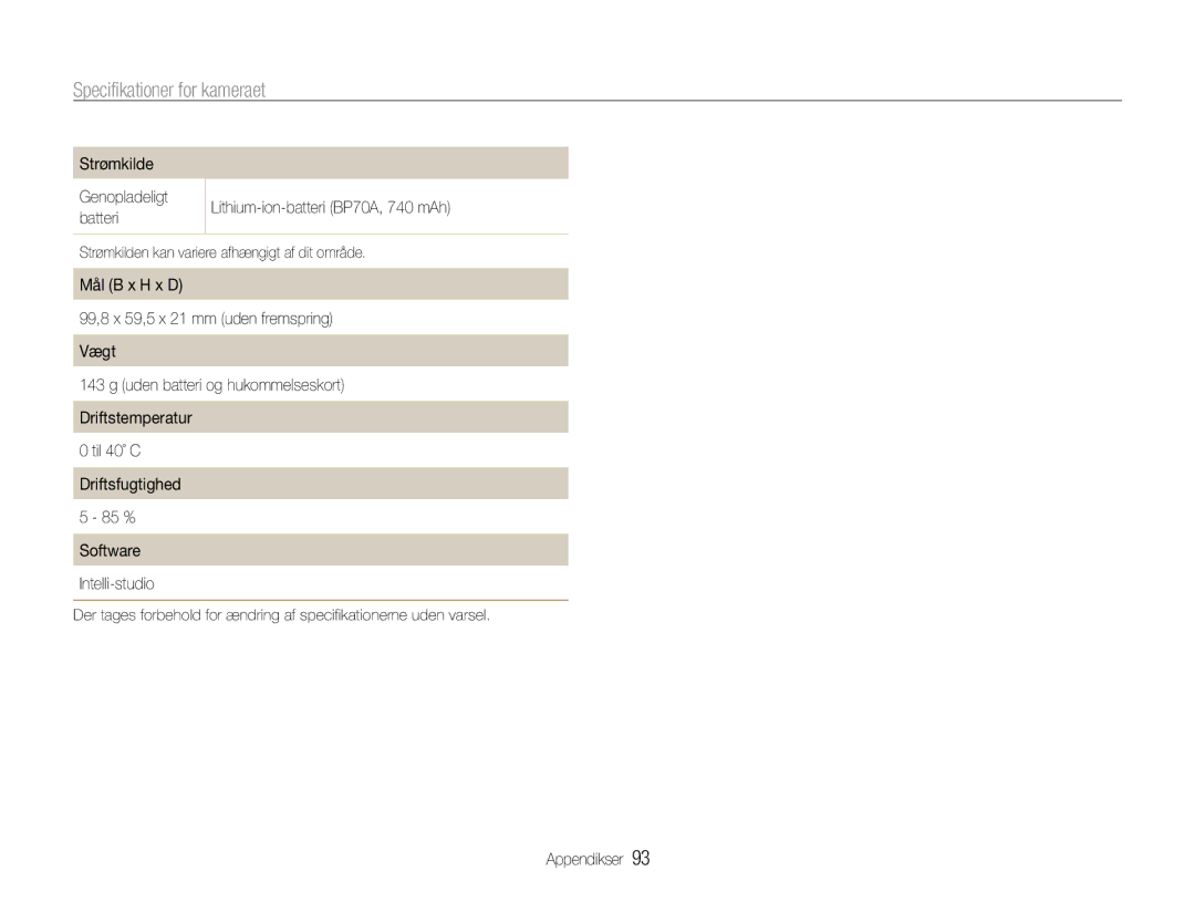 Samsung EC-PL200ZBPBE2, EC-PL200ZBPSE2, EC-PL200ZBPRE2 manual Strømkilden kan variere afhængigt af dit område 