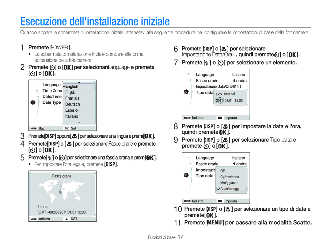 Samsung EC-PL20ZZBPBE1, EC-PL20ZZBPPE1 Esecuzione dellinstallazione iniziale, Premete Power, Accensione della fotocamera 