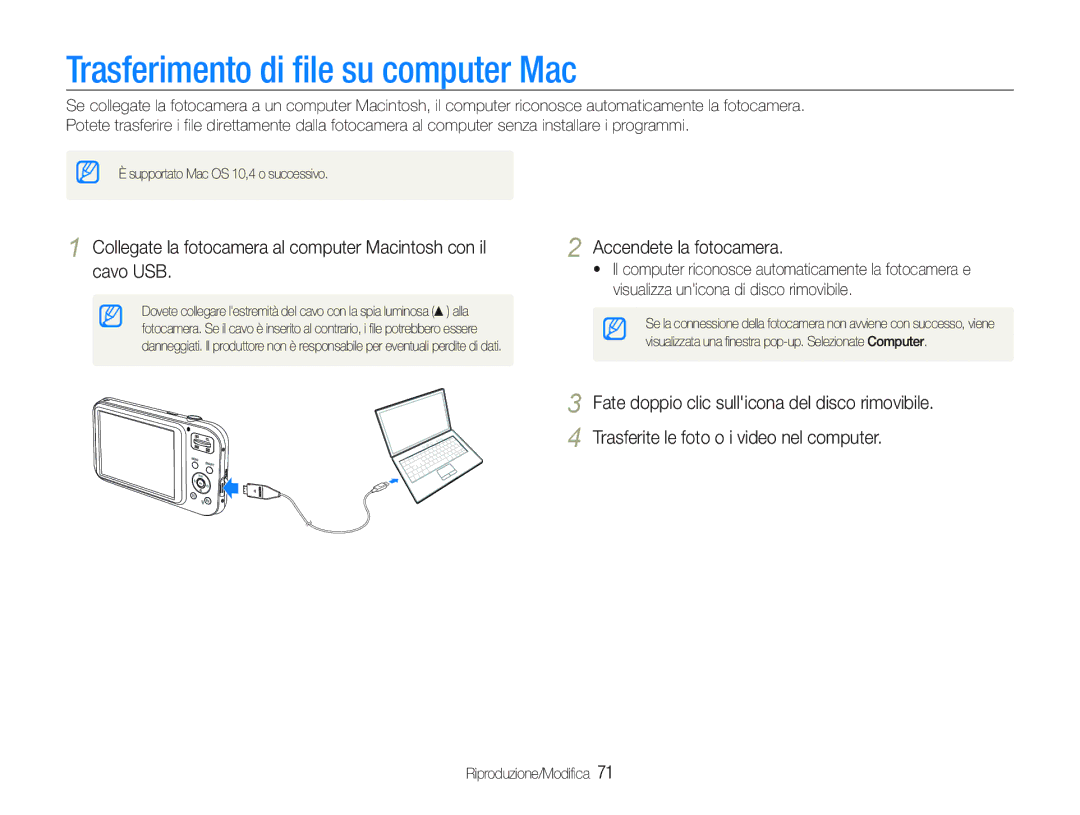 Samsung EC-PL20ZZBPBE1, EC-PL20ZZBPPE1, EC-PL21ZZBPBE3, EC-PL21ZZBPPE1, EC-PL20ZZBPSE1 Trasferimento di file su computer Mac 