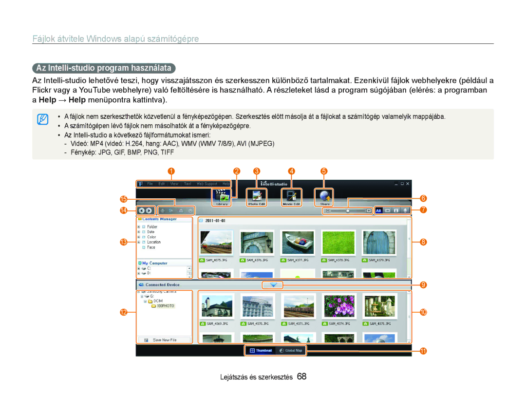 Samsung EC-PL20ZZBPBE2, EC-PL20ZZBPBE1, EC-PL20ZZBPSE1, EC-PL21ZZBPBE2, EC-PL20ZZBPBE3 Az Intelli-studio program használata 