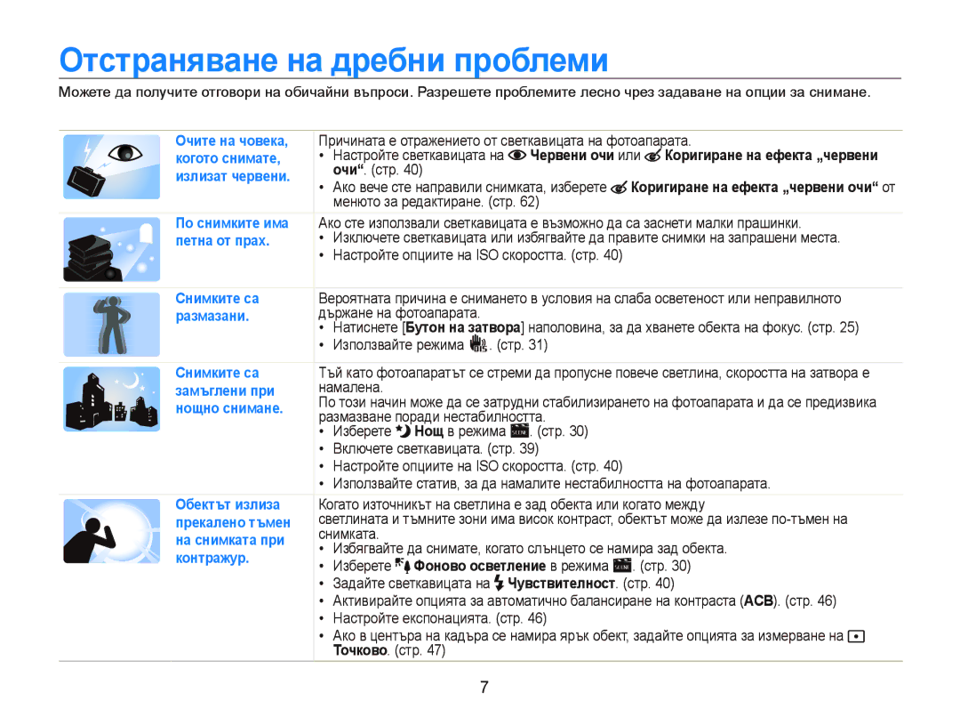 Samsung EC-PL20ZZBPBE3 manual Ɉтɫтɪɚнявɚнɟ нɚ дɪɟбни пɪɨблɟми, , Чɟɪвɟни ɨчиɢɥɢ Кɨɪигиɪɚнɟ нɚ ɟфɟктɚ „чɟɪвɟни 