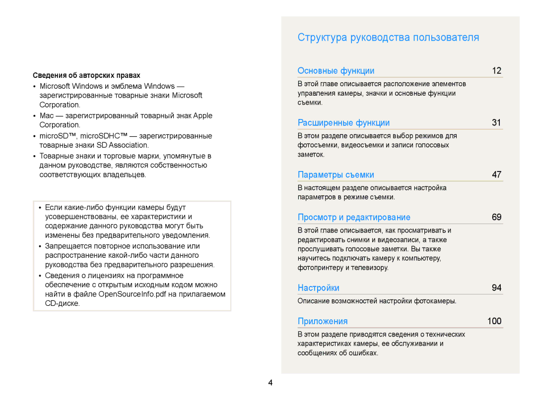 Samsung EC-PL20ZZBPBE2, EC-PL20ZZBPBRU, EC-PL120ZFPBRU Структура руководства пользователя, Сведения об авторских правах 