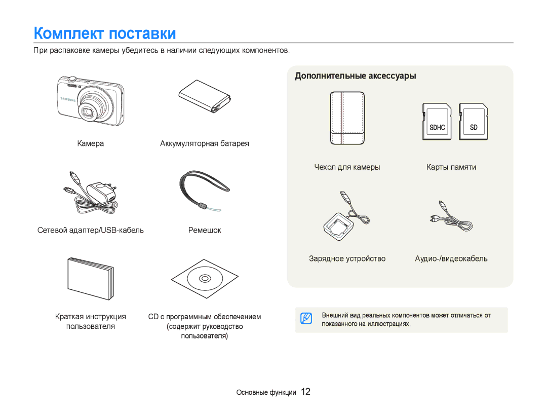 Samsung EC-PL20ZZBPPRU, EC-PL20ZZBPBRU, EC-PL20ZZBPSRU, EC-PL20ZZBPSE2 manual Кɨмплɟкт пɨɫтɚвки, Дɨпɨлнитɟльныɟ ɚкɫɟɫɫɭɚɪы 