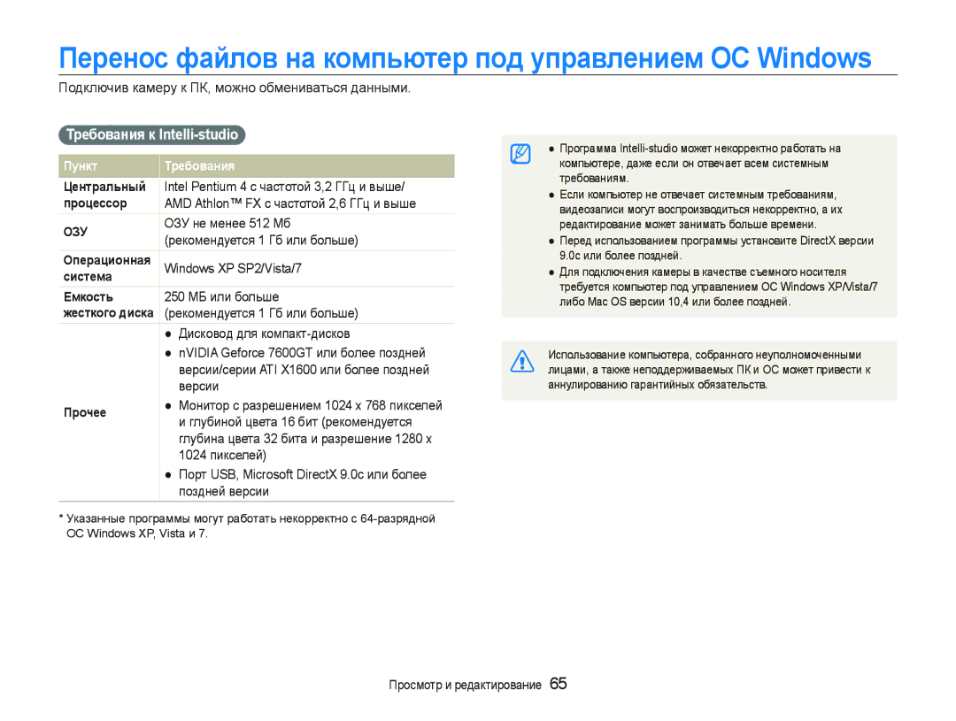 Samsung EC-PL20ZZBPBE2, EC-PL20ZZBPBRU Пɟɪɟнɨɫ фɚɣлɨв нɚ кɨмпьютɟɪ пɨд ɭпɪɚвлɟниɟм Ɉɋ WindoZs, Ɍɪɟбɨвɚния к Intellistudio 