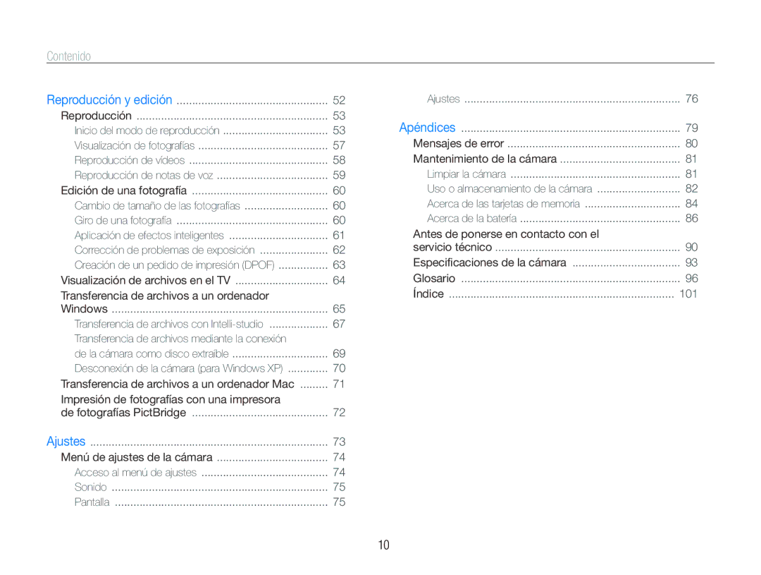 Samsung EC-PL20ZZBPSE1, EC-PL20ZZBPRE1, EC-PL20ZZBPBE1, EC-PL20ZZBPPE1 Contenido, Transferencia de archivos a un ordenador 