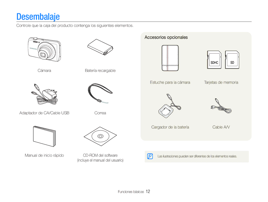 Samsung EC-PL21ZZBPBE2, EC-PL20ZZBPRE1, EC-PL20ZZBPBE1, EC-PL20ZZBPPE1, EC-PL21ZZBPPE1 Desembalaje, Accesorios opcionales 