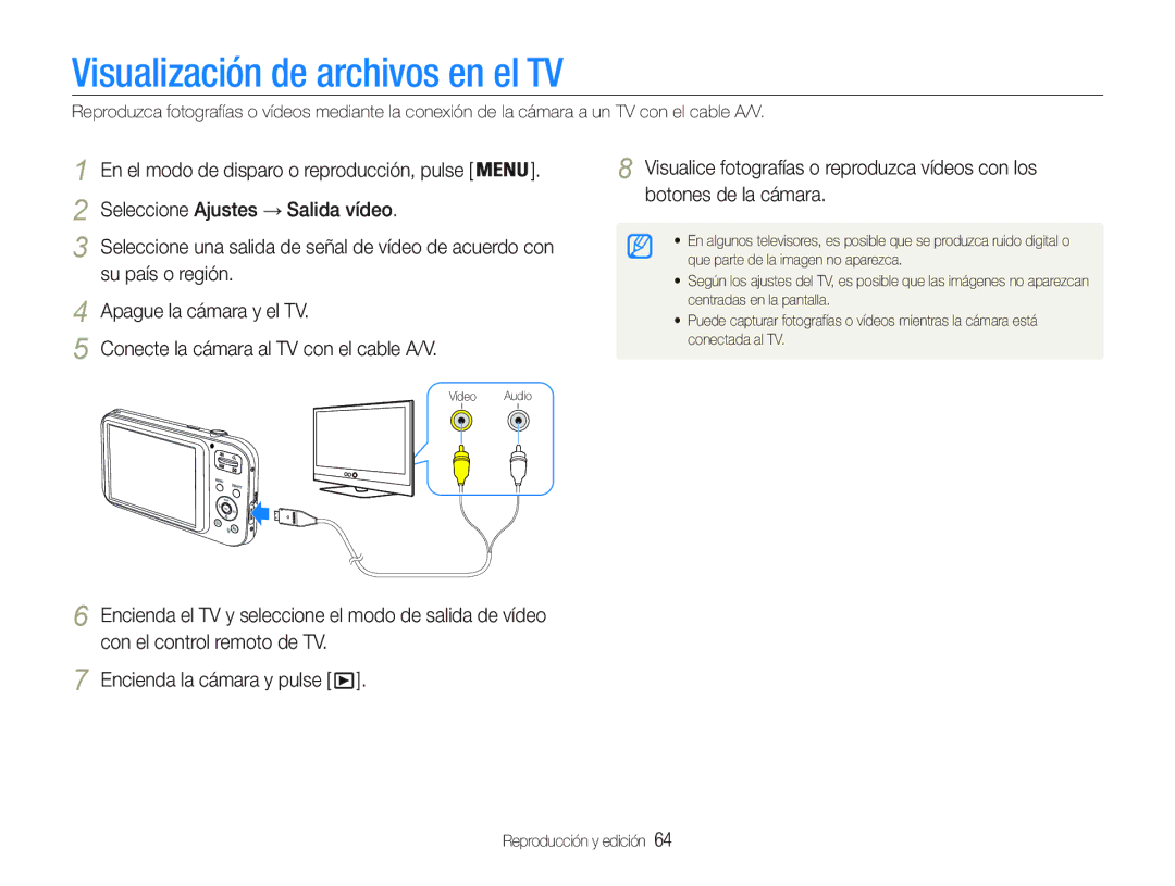 Samsung EC-PL20ZZBPPE1, EC-PL20ZZBPRE1, EC-PL20ZZBPBE1 Visualización de archivos en el TV, Seleccione Ajustes Salida vídeo 