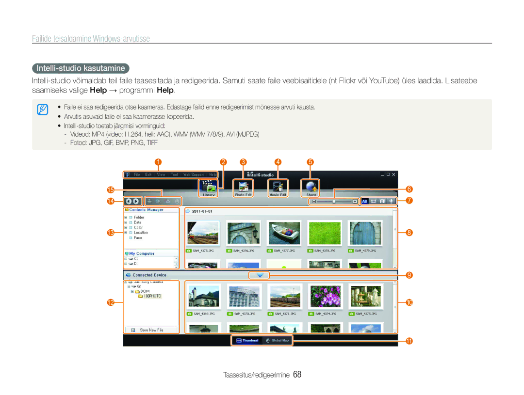 Samsung EC-PL20ZZBPBE2, EC-PL20ZZBPSE2 manual Intelli-studio kasutamine, Saamiseks valige Help programmi Help 