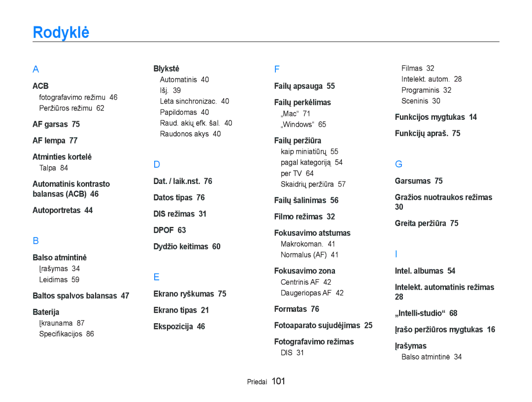 Samsung EC-PL20ZZBPSE2, EC-PL20ZZBPBE2 manual Rodyklơ 