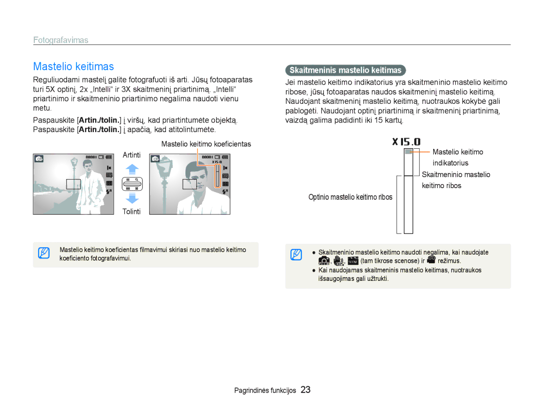 Samsung EC-PL20ZZBPSE2 0DVWHOLRNHLWLPDV, Phwx, Skaitmeninis mastelio keitimas, NhlwlprUlerv, Nrh¿FlhqwrIrwrjudidylpxl 