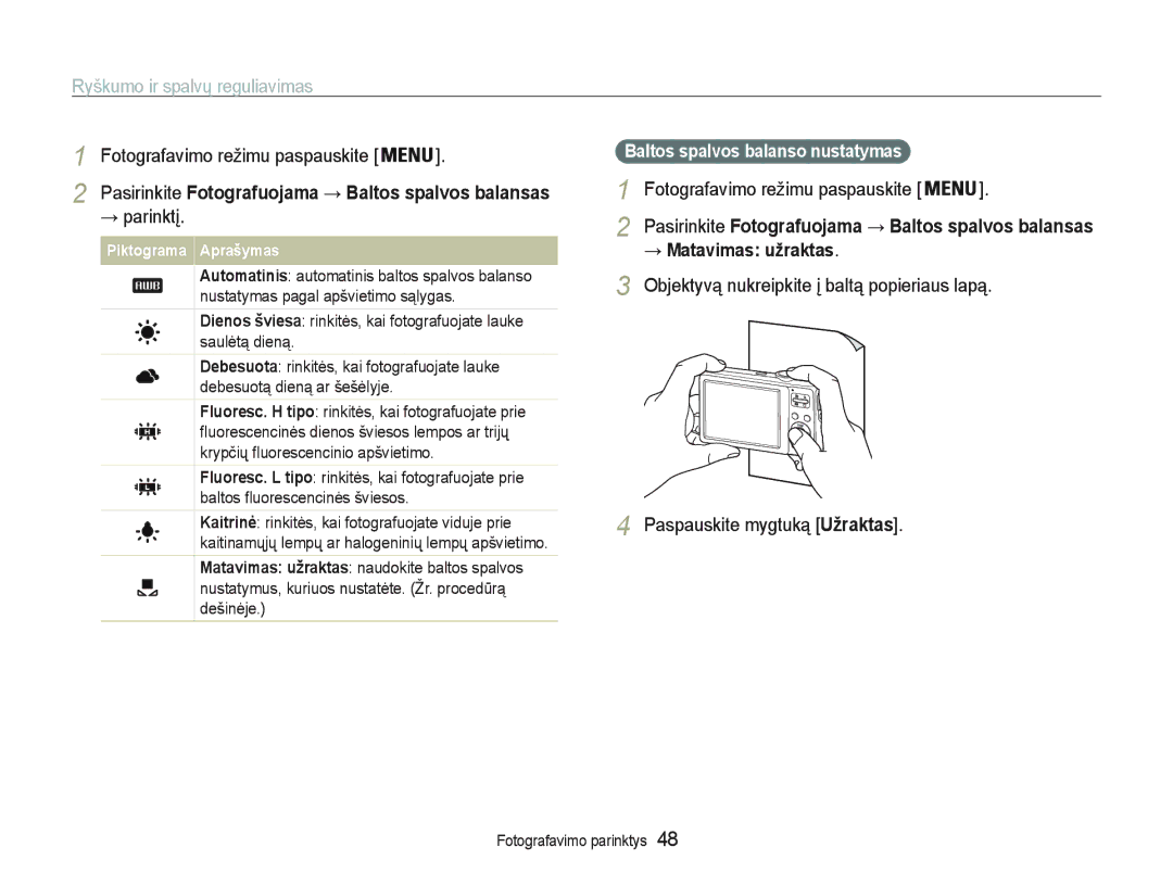 Samsung EC-PL20ZZBPBE2, EC-PL20ZZBPSE2 manual Matavimas užraktas, 3DVSDXVNLWHP\JWXNąUžraktas@ 