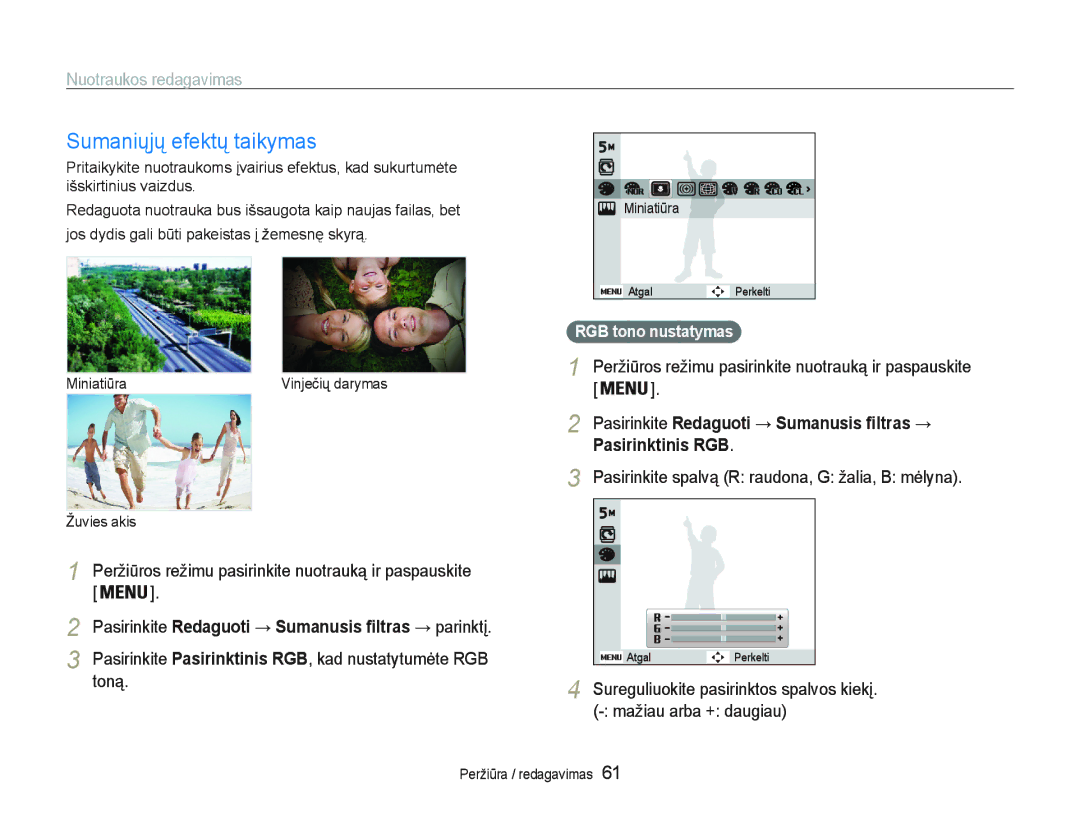 Samsung EC-PL20ZZBPSE2 manual 6XPDQLǐMǐHIHNWǐWDLN\PDV, LãVNLUWLQLXVYDLGXV, 3DVLULQNLWHRedaguoti Sumanusis ﬁltras  