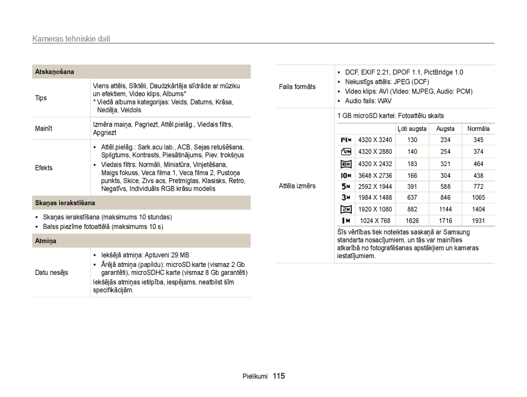 Samsung EC-PL210ZBPBE2, EC-PL20ZZBPSE2, EC-PL20ZZBPBE2, EC-PL120ZFPBE2, EC-PL120ZBPBE2 manual Skaņas ierakstīšana 