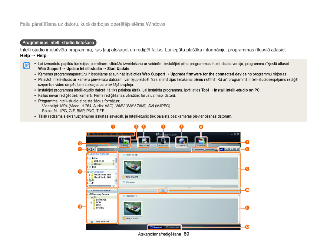 Samsung EC-PL20ZZBPSE2, EC-PL210ZBPBE2, EC-PL20ZZBPBE2, EC-PL120ZFPBE2, EC-PL120ZBPBE2 Programmas Intelli-studio lietošana 